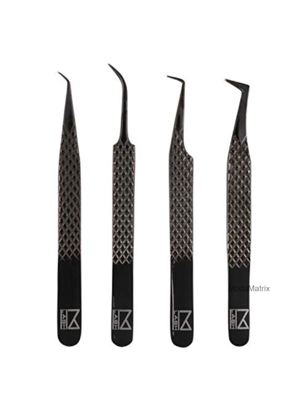 Lash Extension Tweezers Set of 4 Stainless Steel Fiber Tip